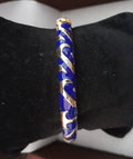 Meenakari Floral Open Lock Bangle- Royal Blue