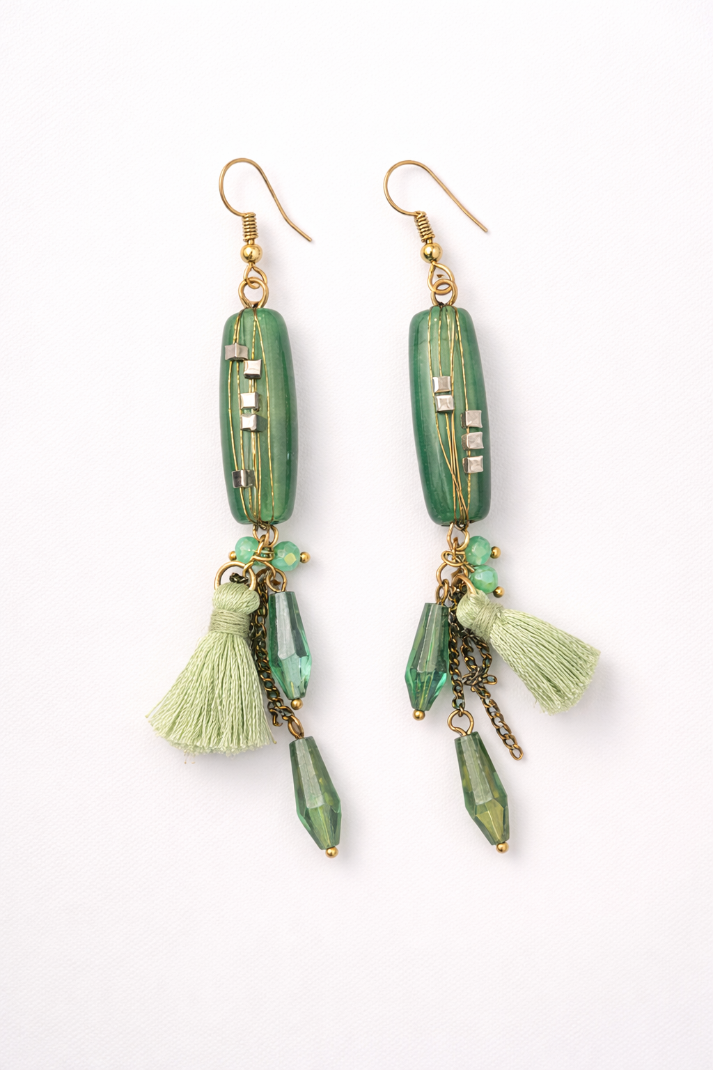 Mint Boho Tassel Drop