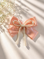 Pearl Hair Bow Clip-Blush Pink