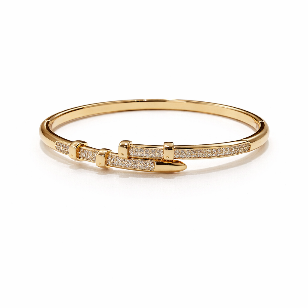 Sleek Gold Lock AD Bracelet-Nail Band