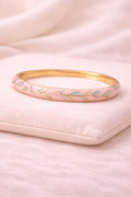 Meenakari Floral Open Lock Bangle- Soft Pink