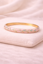 Meenakari Floral Open Lock Bangle- Soft Pink