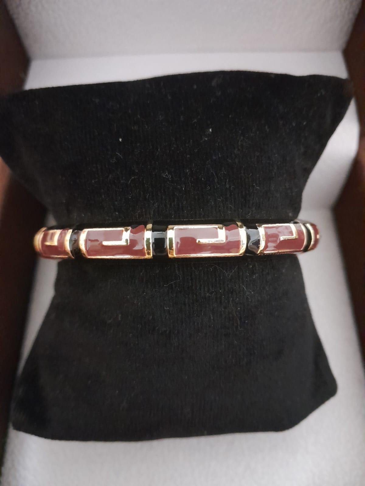 Meenakari Floral Open Lock Bangle- Brown Maze