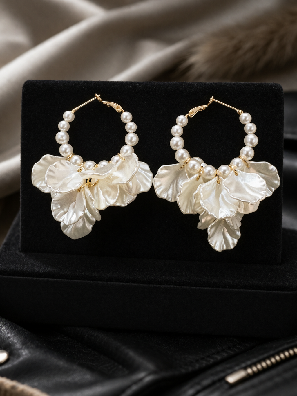 Delicate Pearl Hoops With Soft Petal Accents