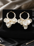 Delicate Pearl Hoops With Soft Petal Accents