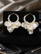 Delicate Pearl Hoops With Soft Petal Accents
