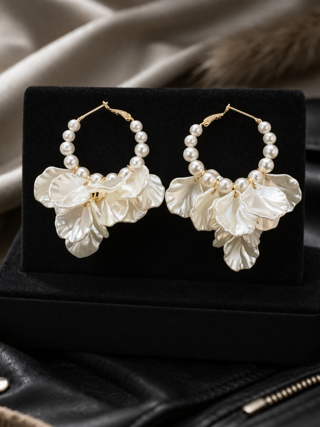 Delicate Pearl Hoops With Soft Petal Accents