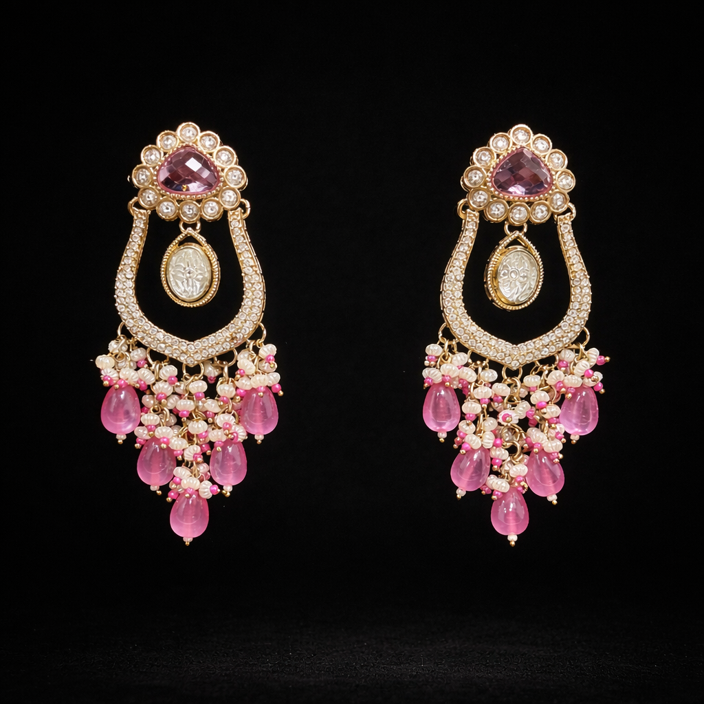 Rose Statement Chandeliers Earrings