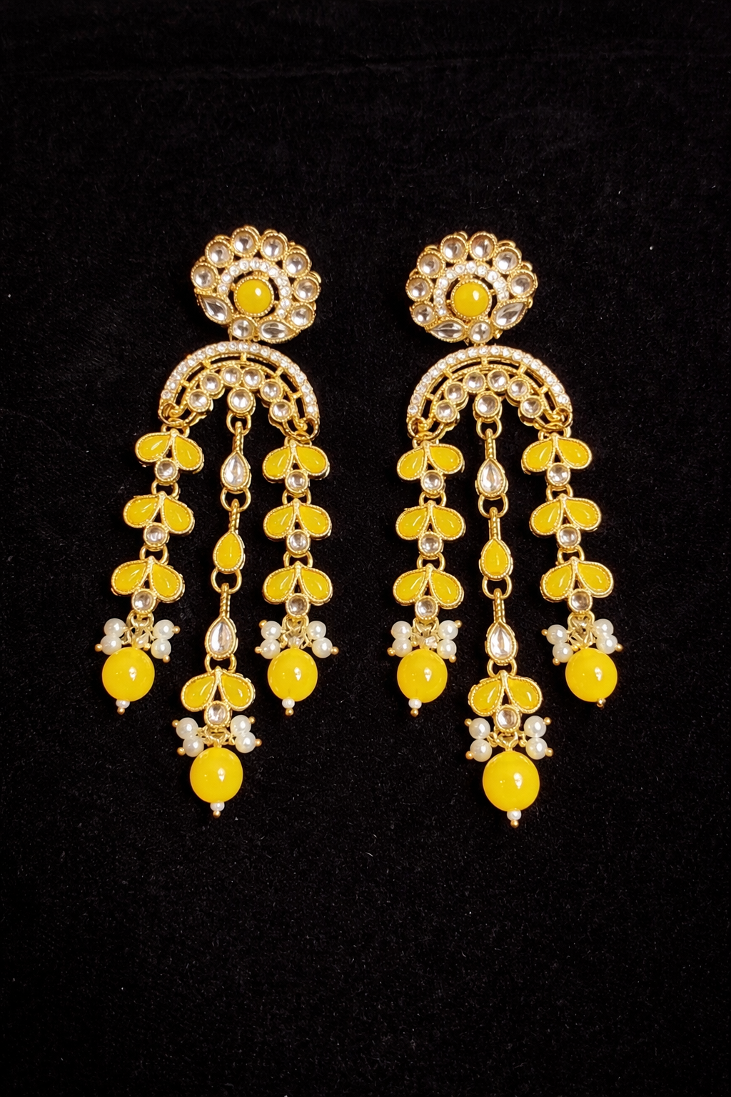 Sunshine Drop Earrings With Pearls And Sparkling White Stones