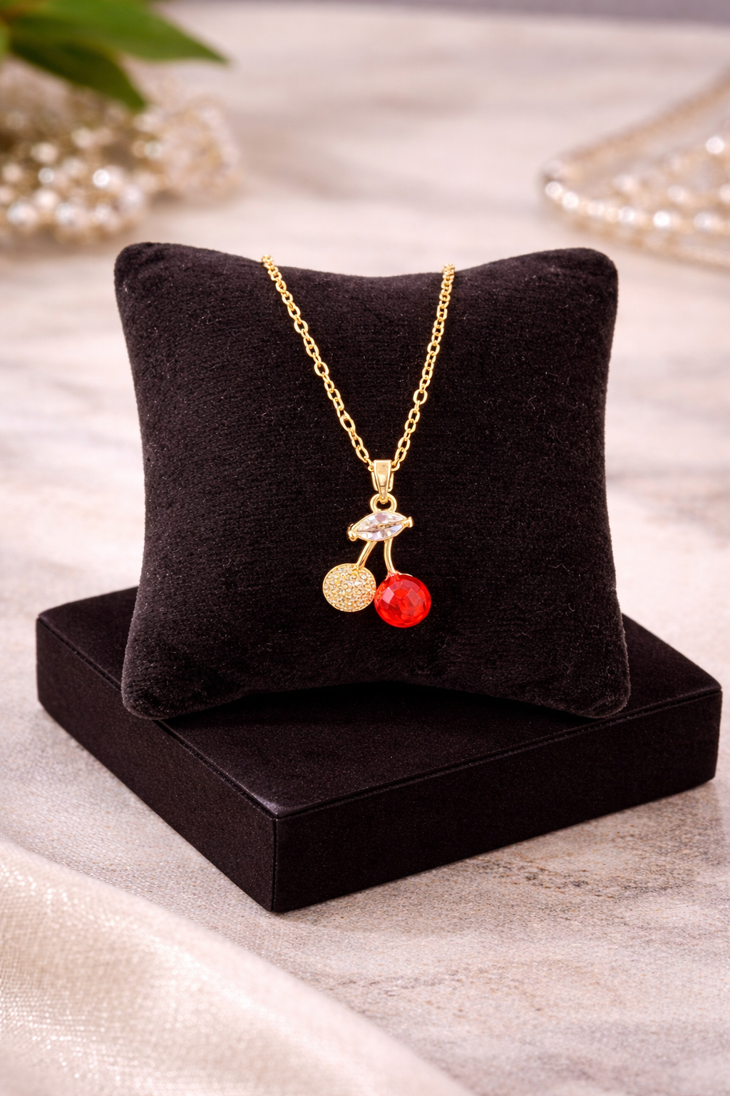 Blush Cherry Pendant Anti-Tarnish Necklace