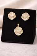 Blush Ivory Bloom Pendant and Earrings Set