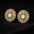 Pastel Polki Studs with Elegant Gold Detailing