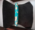 Meenakari Floral Open Lock Bangle- Aqua Bloom