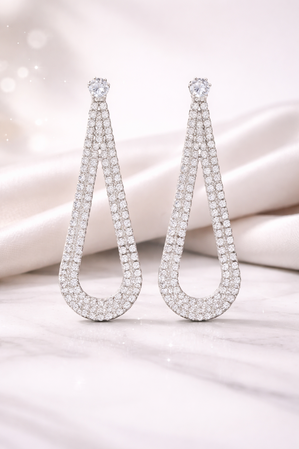 Dazzling Cascade Teardrop AD Earrings