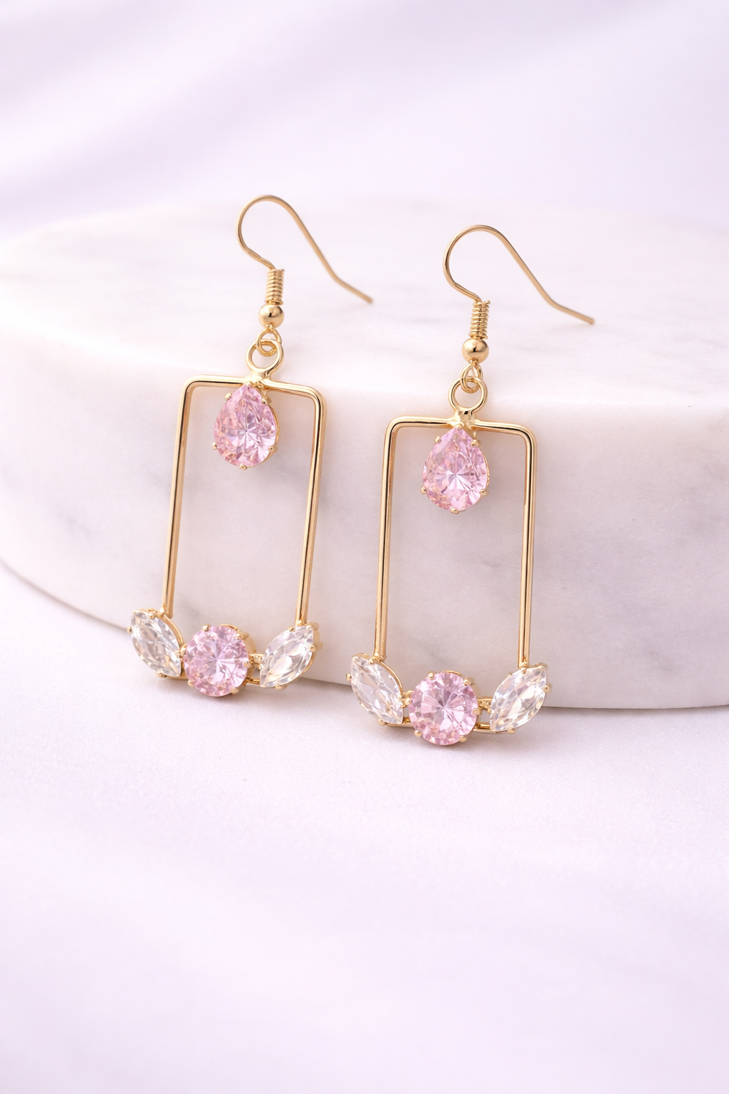 Blush Multi-Colored Frame Drop Earrings