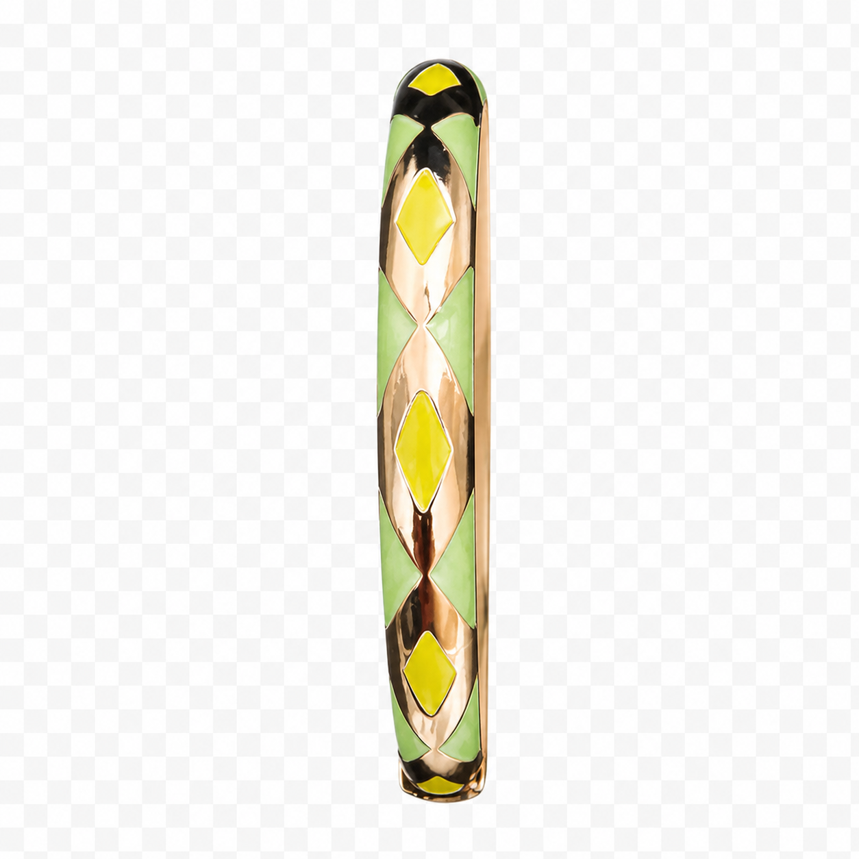 Meenakari Floral Open Lock Bangle- Mint Green & Yellow
