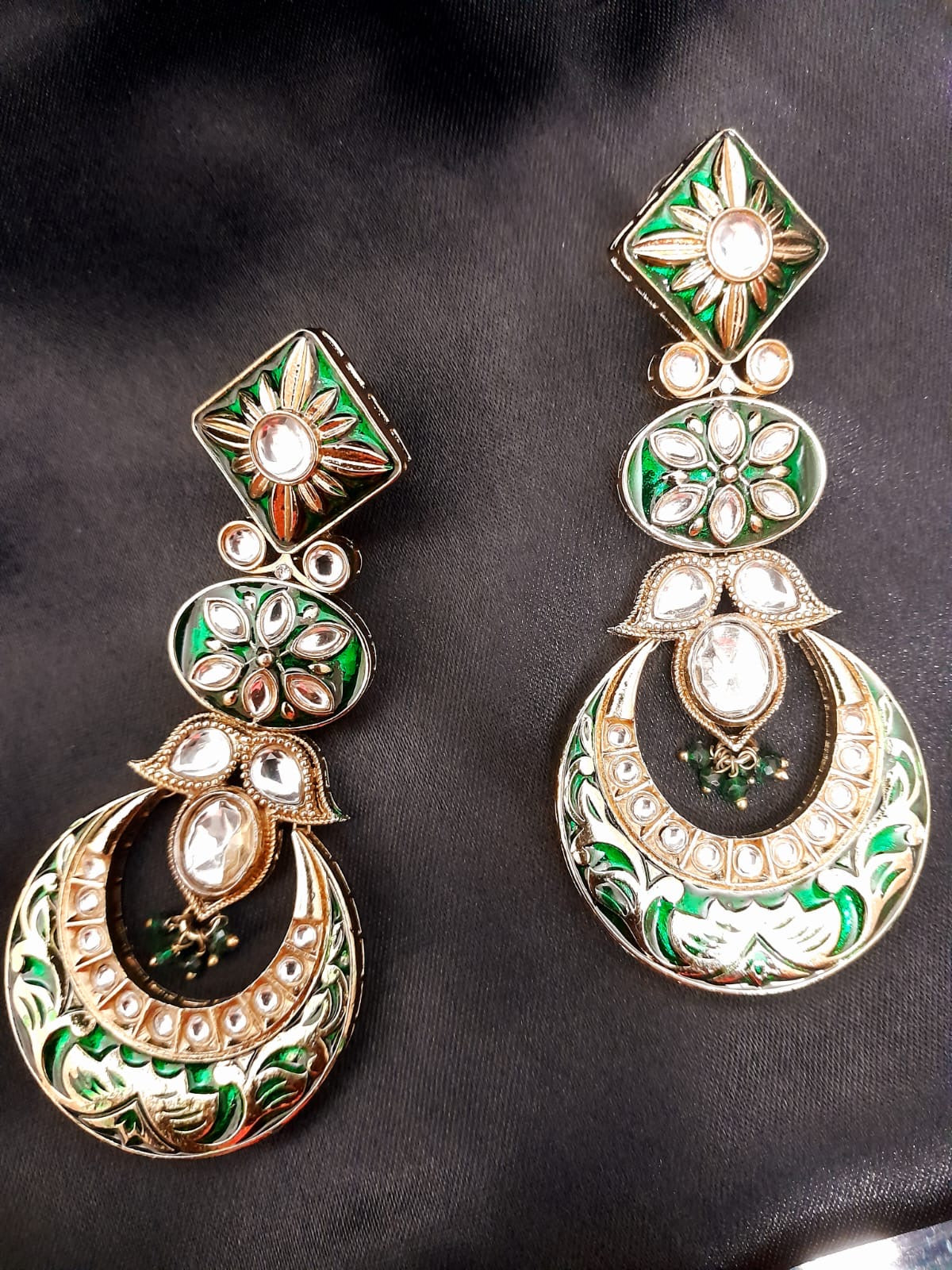 Mayura Meenakari Chandbali Earrings