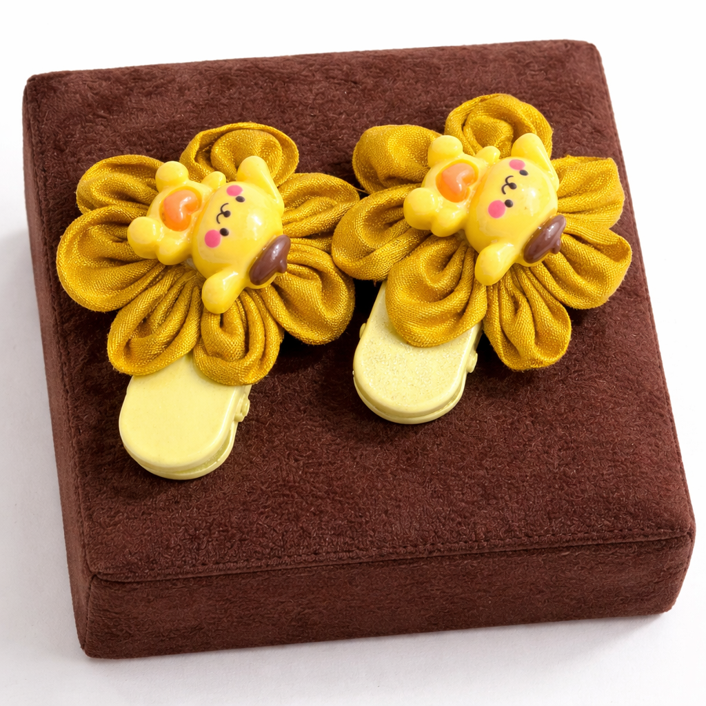 Cute Floral Hair Clips- Mustard Yellow
