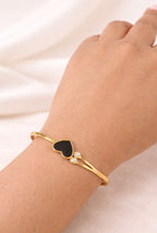 Korean Gold & Black Open Cuff Bracelet-Heart