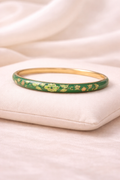 Meenakari Floral Open Lock Bangle-Green
