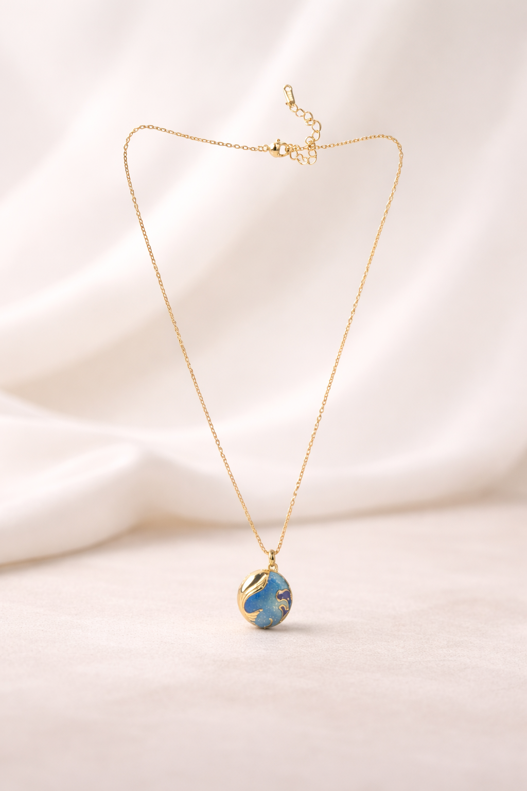 Dreamy Blue Swirl Pendant Anti-Tarnish Necklace