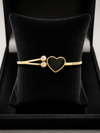 Korean Gold & Black Open Cuff Bracelet-Heart