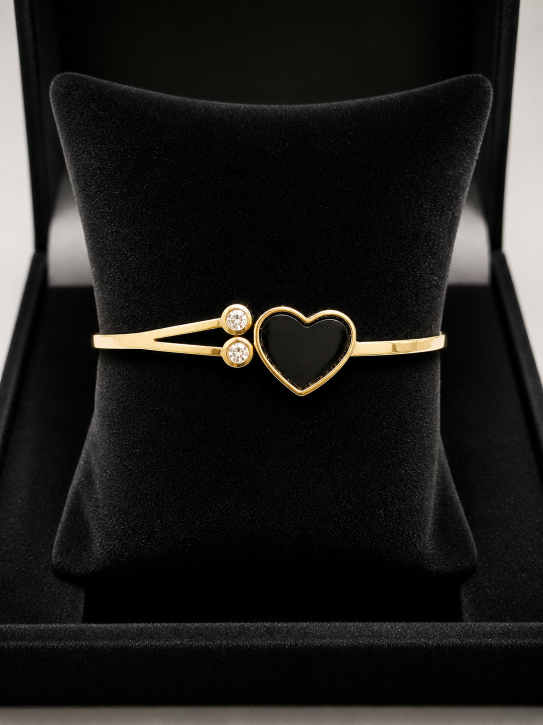 Korean Gold & Black Open Cuff Bracelet-Heart