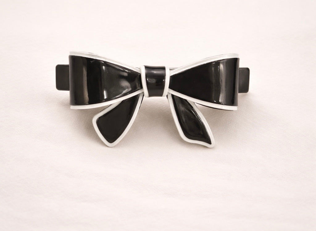 Dual Tone Classic Bow Hair Clip- Black