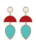 Geometric Multi-Color Earrings- Teal Drops
