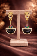 Peacock Royal Drop Earrings- Black