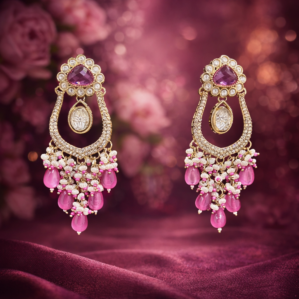 Rose Statement Chandeliers Earrings