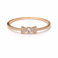 Sleek Gold Lock AD Bracelet- Bow Charm