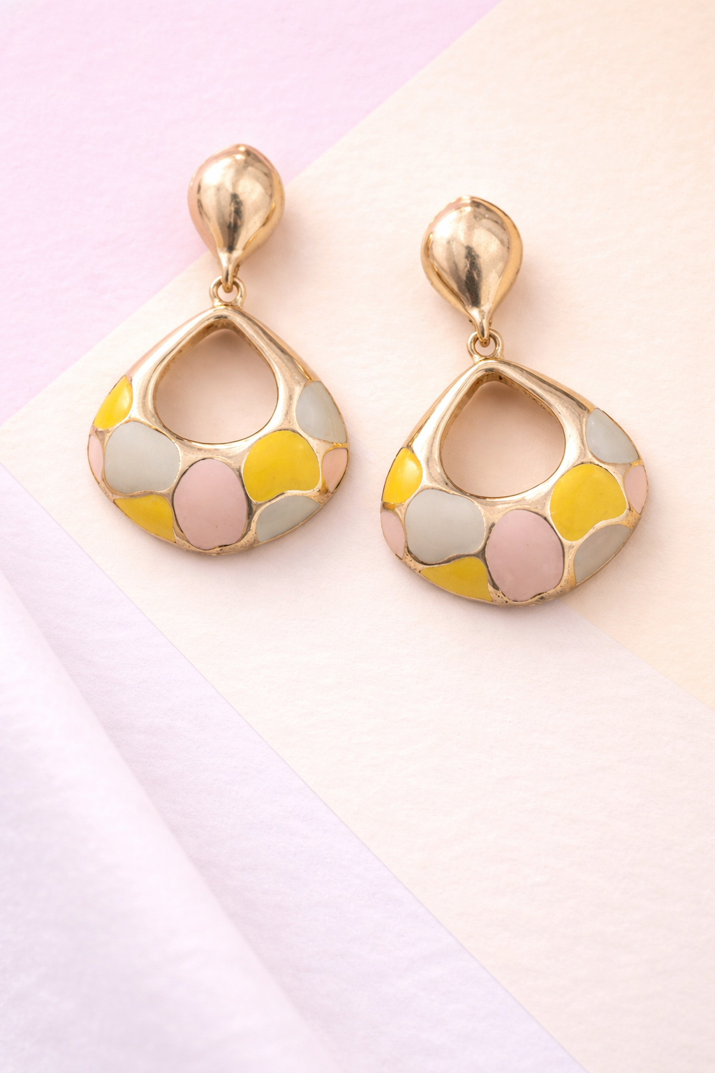 Playful Pop Drop Earrings For A Modern Statement-Yellow & Pink