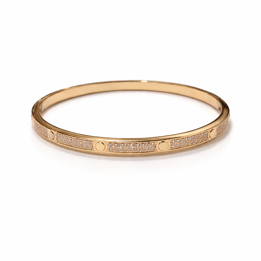 Sleek Gold Lock AD Bracelet-Minimal Plain Band