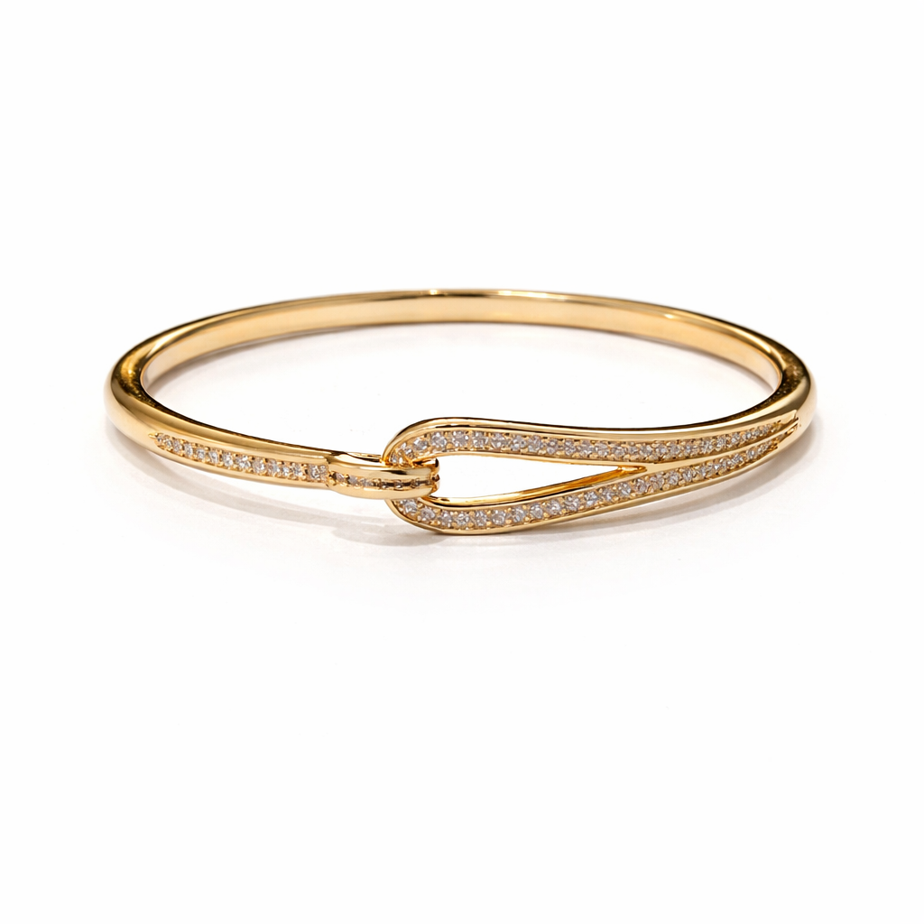 Sleek Gold Lock AD Bracelet-Golden Knot