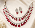 Ruby Radiance American Diamond Statement Set with Earrings