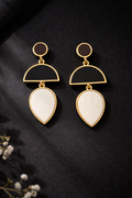 Geometric Multi-Color Earrings- Ivory Drops