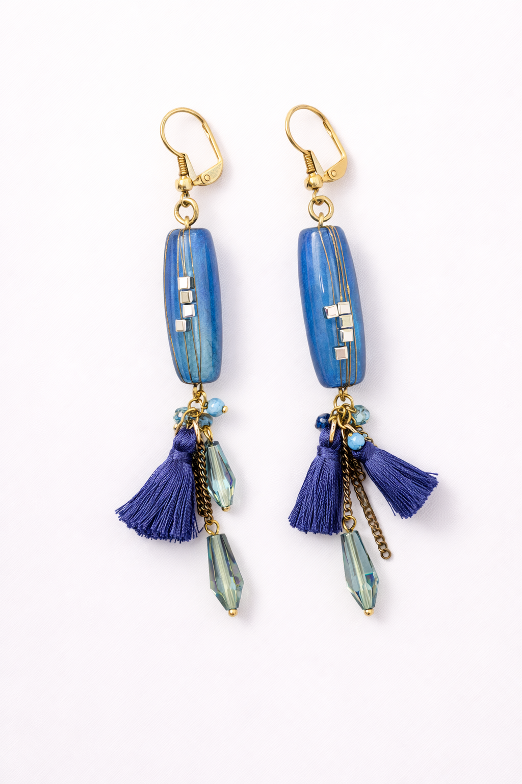 Azure Blue Boho Tassel Drop