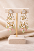 Mint Green Statement Chandeliers Earrings