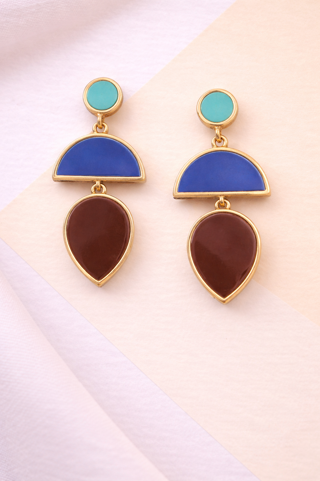 Geometric Multi-Color Earrings- Chocolate Drops