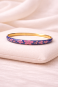 Meenakari Floral Open Lock Bangle-Royal Blue