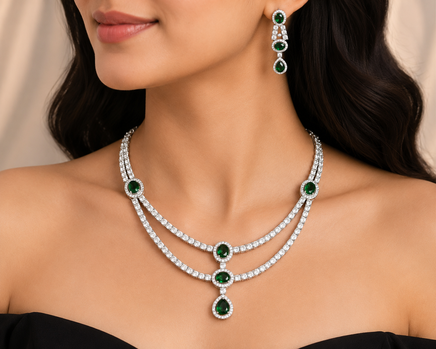 Twin Layered Emerald Elegance Set