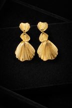 K-Style Gold Fan Tassel Earrings