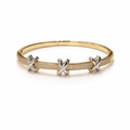 Sleek Gold Lock AD Bracelet-Twin Cross