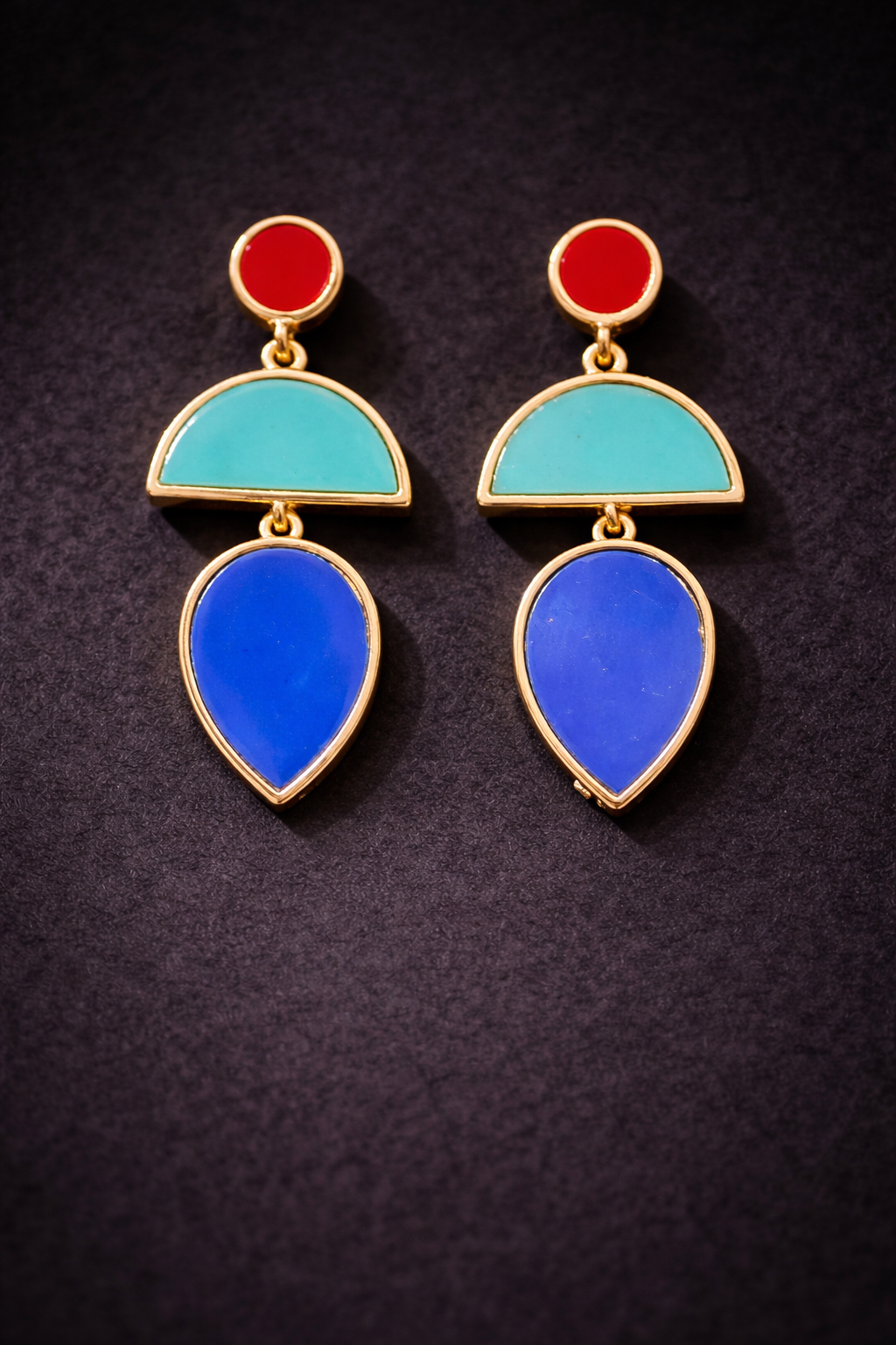 Geometric Multi-Color Earrings- Ocean Blue Drops