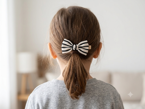 Classic Black & White Striped Hair Back Clip