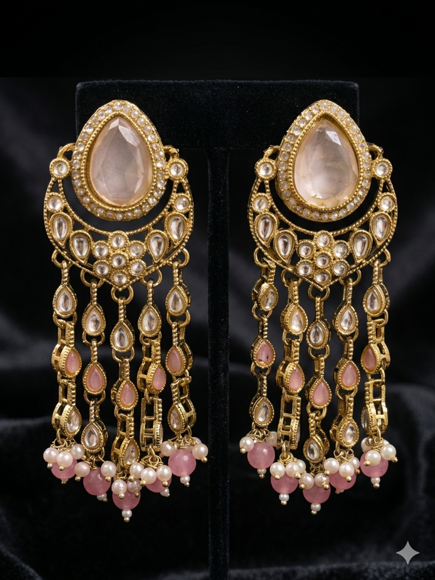 Emerald Empress Danglers- Pastel Pink