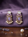 Mauve Blush Earrings With Clustered Pearls