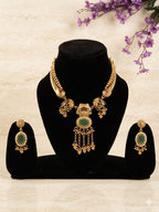 Navratna Grace Choker Matte Finish Set With Matching Earrings