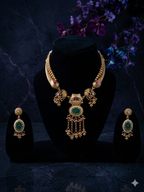 Navratna Grace Choker Matte Finish Set With Matching Earrings